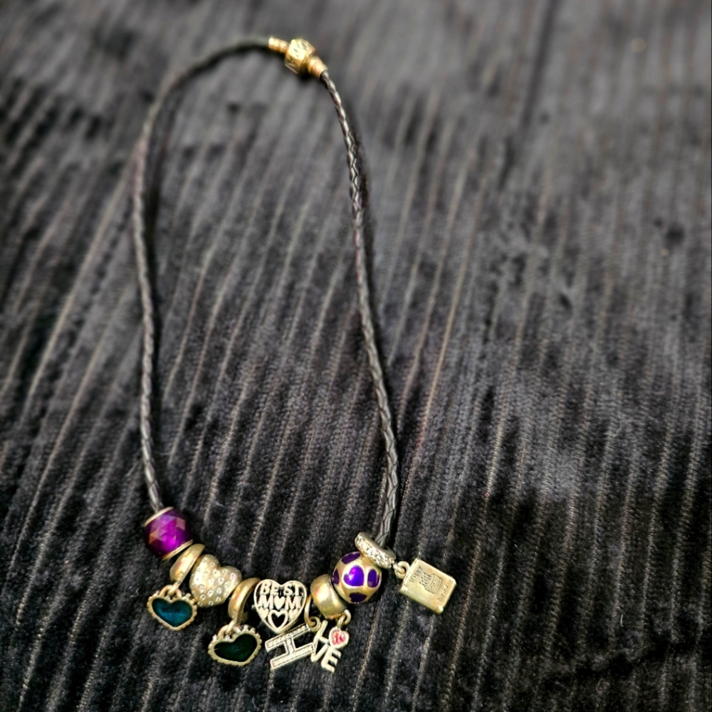 Leather Pandora Charm Bracelet